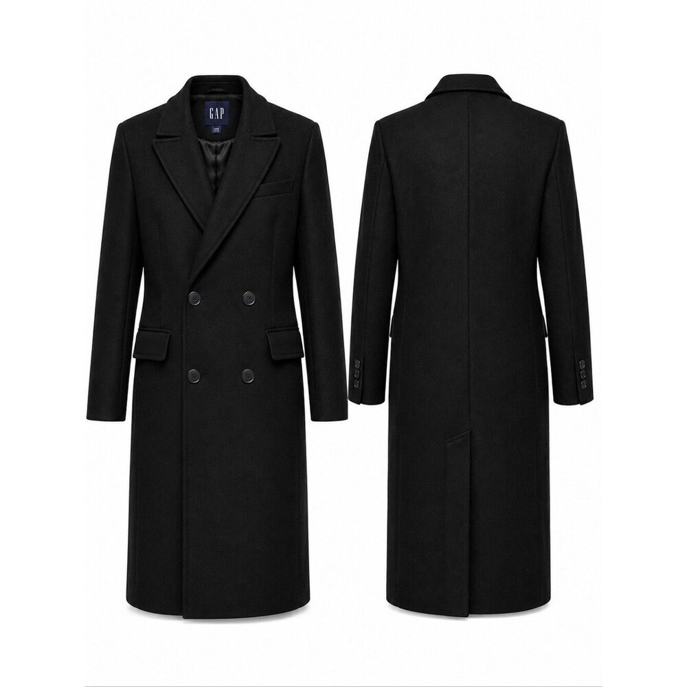 GAP Wool Coat |Timeless Tailored Wool| Black Double Breasted |LgPetite|Like New - Picture 3 of 10